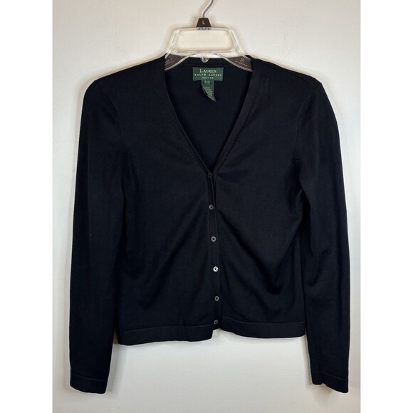 Lauren Ralph Lauren Sweaters - LAUREN RALPH LAUREN Black Silk Blend Cardigan Sweater Women Petite Small Buttons